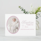 洗礼の単語のピンクの写真はNotecard感謝していしています サンキューカード (スタンド正面)