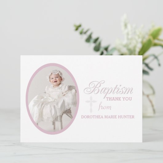 洗礼の単語のピンクの写真はNotecard感謝していしています サンキューカード (スタンド正面)