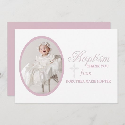 洗礼の単語のピンクの写真はNotecard感謝していしています サンキューカード (正面/裏面)