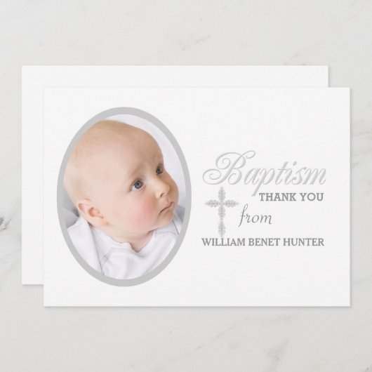 洗礼の単語の銀の写真はNotecard感謝していしています サンキューカード (正面/裏面)