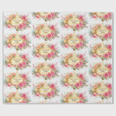 洗礼の名前を追加 – フラワースプレーで十字架 ラッピングペーパー (フラット)