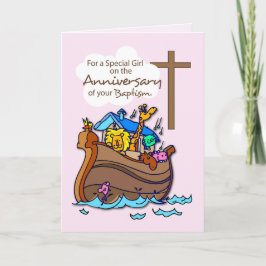 洗礼の女の子のノアの箱舟の記念日 カード