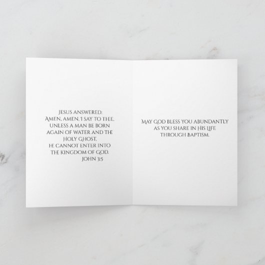 洗礼の女の赤ちゃんのバラの十字の天恵 カード (内部)