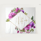 洗礼の少女用背景 - 紫の花 タペストリー (正面(横))