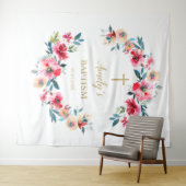 洗礼の少女用背景 - 赤いバラ タペストリー (インサイチュ(横))