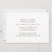 洗礼の少女 | シンプルでモダンなカスタム写真 招待状 (裏面)