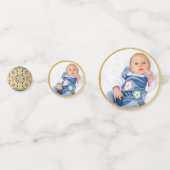 洗礼の少年　写真　ネイビーブルー　ゴールド　バラ　ヴィンテージ コンフェッティ (正面)