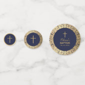 洗礼の少年　写真　ネイビーブルー　ゴールド　バラ　ヴィンテージ コンフェッティ (裏面)