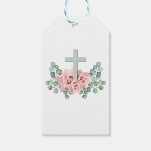洗礼の思い出 十字架と葉 洗礼 ギフトタグ (裏面)
