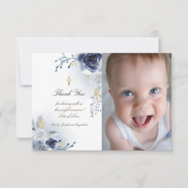 洗礼の感謝を伝える青いバラ 招待状