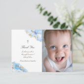 洗礼の感謝 青いインクの大理石 招待状 (スタンド正面)