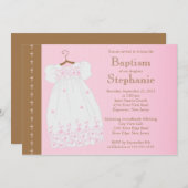 洗礼の招待状に洗礼を施しているモダンな女の子 招待状 (正面/裏面)
