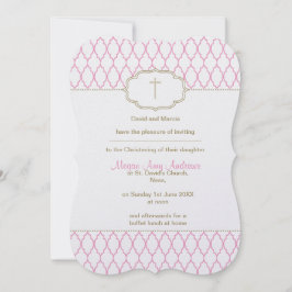 洗礼の招待状に洗礼を施すピンクおよび金ゴールド 招待状