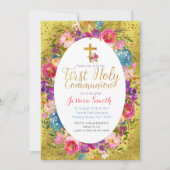 洗礼の招待状のメキシコフェスタの金ゴールド 招待状 (正面)