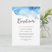 洗礼の招待状|の青い水彩画ははねかけます 招待状 (スタンド正面)