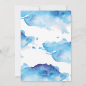 洗礼の招待状|の青い水彩画ははねかけます 招待状 (裏面)