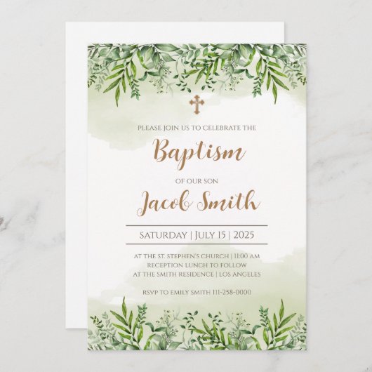 洗礼の招待状 & 洗礼式の招待状 招待状 (正面/裏面)