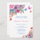 洗礼の招待状、花の洗礼、Bohoの招待 招待状 (正面/裏面)