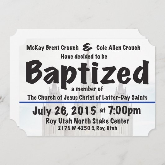 洗礼の招待 招待状 (正面/裏面)