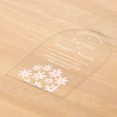 洗礼の淡いピンクの花 アクリル招待状 (レイダウン)