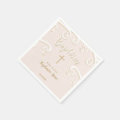 洗礼の渦巻くピンクと金ゴールド スタンダードカクテルナプキン (角)