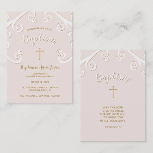 洗礼の渦巻くピンクと金ゴールド 名刺 (正面/裏面)