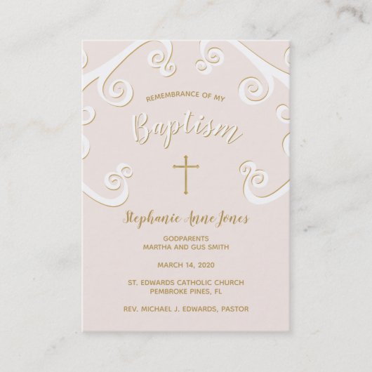 洗礼の渦巻くピンクと金ゴールド 名刺 (正面)