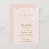 洗礼の渦巻くピンクと金ゴールド 招待状 (正面/裏面)