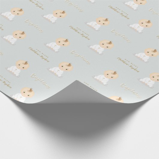 洗礼の男の赤ちゃん ラッピングペーパー (角)