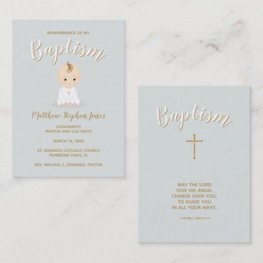 洗礼の男の赤ちゃん 名刺 (正面/裏面)