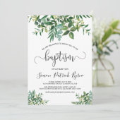 洗礼の発表の緑男女兼用色 招待状 (スタンド正面)