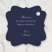 洗礼の紋章 ネイビーブルー ヴィンテージ風 銀クロス フェイバータグ (裏面)