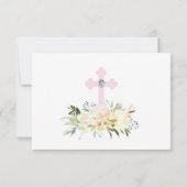 洗礼の聖餐の確認の女の子の花柄の写真 サンキューカード (裏面)