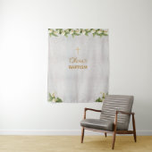 洗礼の背景 大理石 ゴールドの十字架 コーラルリリー タペストリー (インサイチュ)