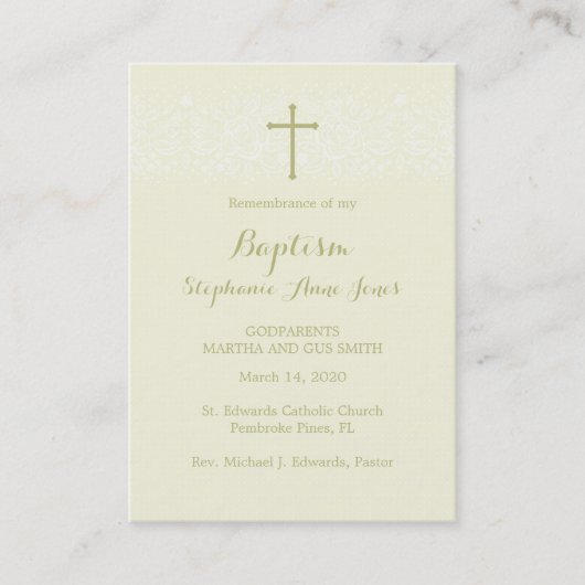 洗礼の賢明で敏感な花のレース 名刺 (正面)