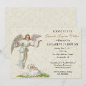 洗礼の赤ちゃんの天使 ヴィンテージ招待状 招待状 (正面/裏面)