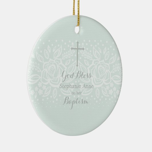 洗礼の青いオパールの敏感な花のレース セラミックオーナメント (右)