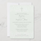 洗礼の青いオパールの敏感な花のレース 招待状 (正面)