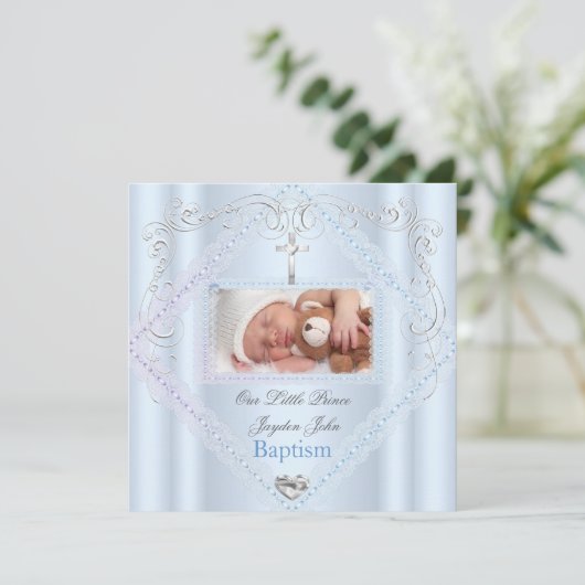 洗礼の青い王子様ベビーボーイ 招待状 (スタンド正面)