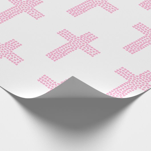 洗礼の《キリスト教》洗礼式や命名式の十字の確認のピンク ラッピングペーパー (角)