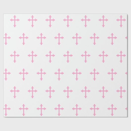 洗礼の《キリスト教》洗礼式や命名式の十字の確認の女の子のピンク ラッピングペーパー (フラット)