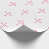 洗礼の《キリスト教》洗礼式や命名式の十字の確認の女の子のピンク ラッピングペーパー (角)