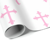 洗礼の《キリスト教》洗礼式や命名式の十字の確認の女の子のピンク ラッピングペーパー (ロールコーナー)