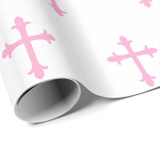洗礼の《キリスト教》洗礼式や命名式の十字の確認の女の子のピンク ラッピングペーパー (ロールコーナー)