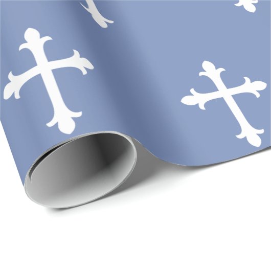 洗礼の《キリスト教》洗礼式や命名式の十字の確認の男の子の青 ラッピングペーパー (ロールコーナー)