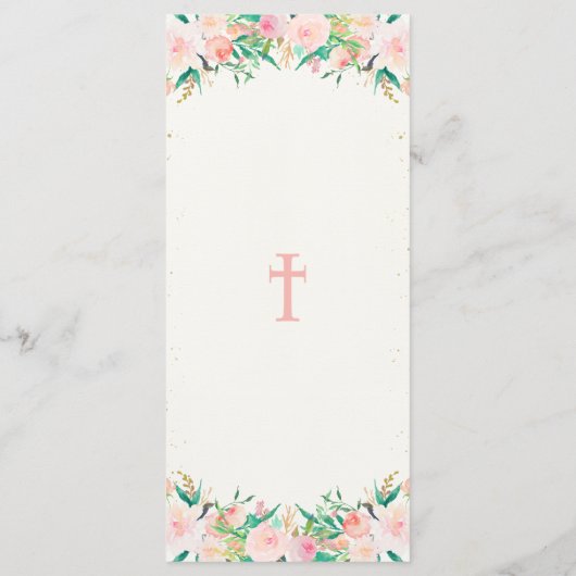 洗礼の《キリスト教》洗礼式や命名式の花柄メニュー メニュー (裏面)