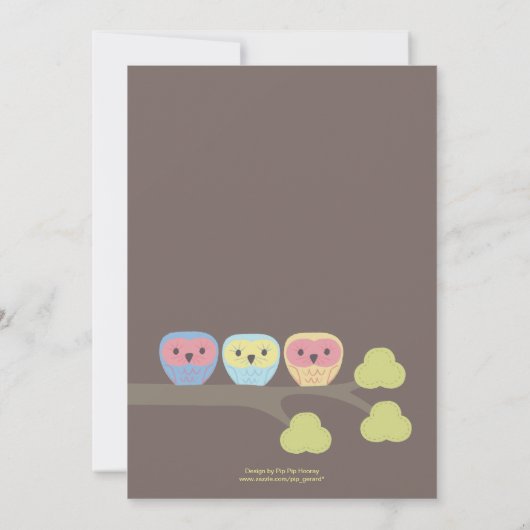 洗礼の《キリスト教》洗礼式や命名式式のかわいいフクロウの招待状 招待状 (裏面)