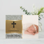 洗礼は|のカスタムな写真の銀の金ゴールド感謝していしています サンキューカード (スタンド正面)