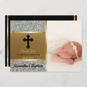 洗礼は|のカスタムな写真の銀の金ゴールド感謝していしています サンキューカード (正面/裏面)