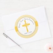 洗礼は/最初に聖餐ステッカーの黄色感謝していしています ラウンドシール (封筒)